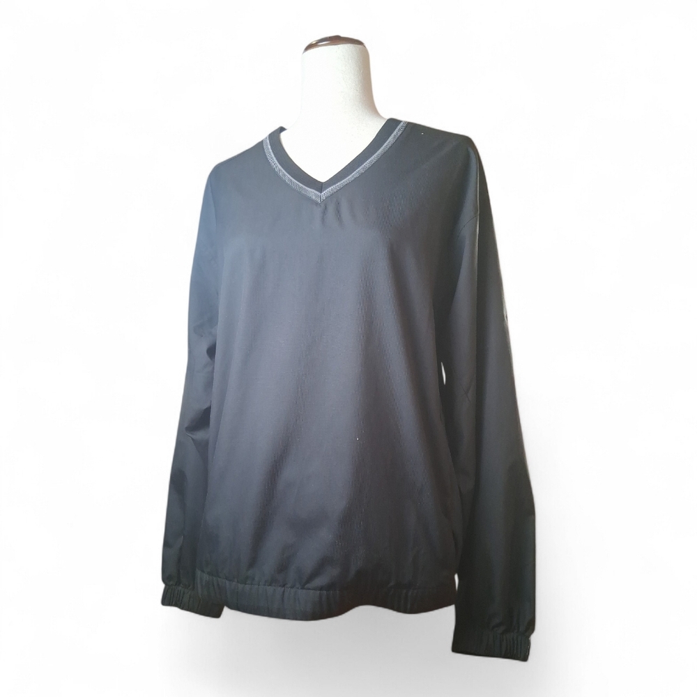 Nike Golf Black V-Neck Long Sleeve Pullover Windbreaker Size S